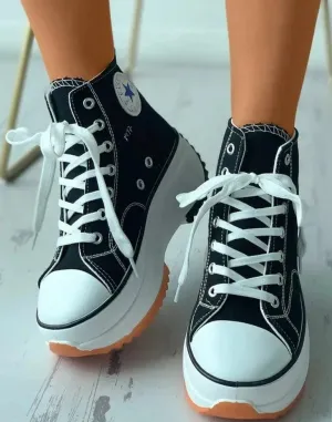 High-top Canvas Platform Sneakers