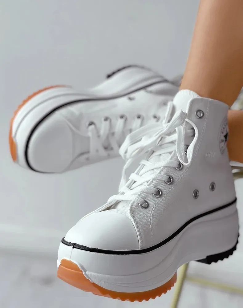 High-top Canvas Platform Sneakers