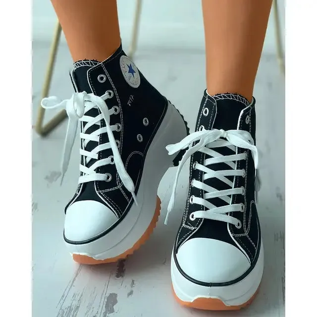 High-top Canvas Platform Sneakers