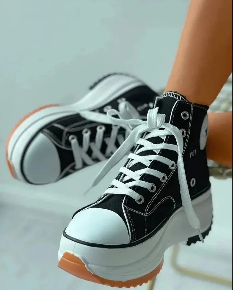 High-top Canvas Platform Sneakers