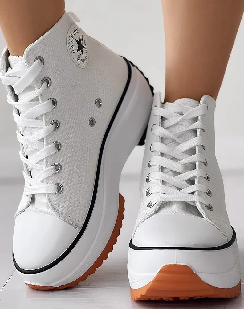High-top Canvas Platform Sneakers