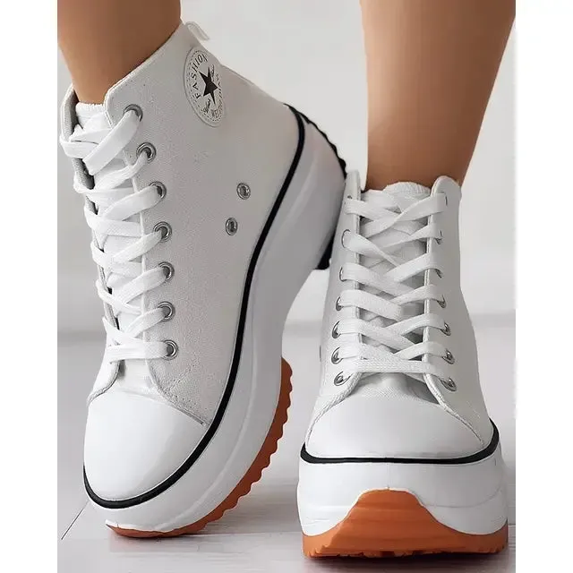 High-top Canvas Platform Sneakers