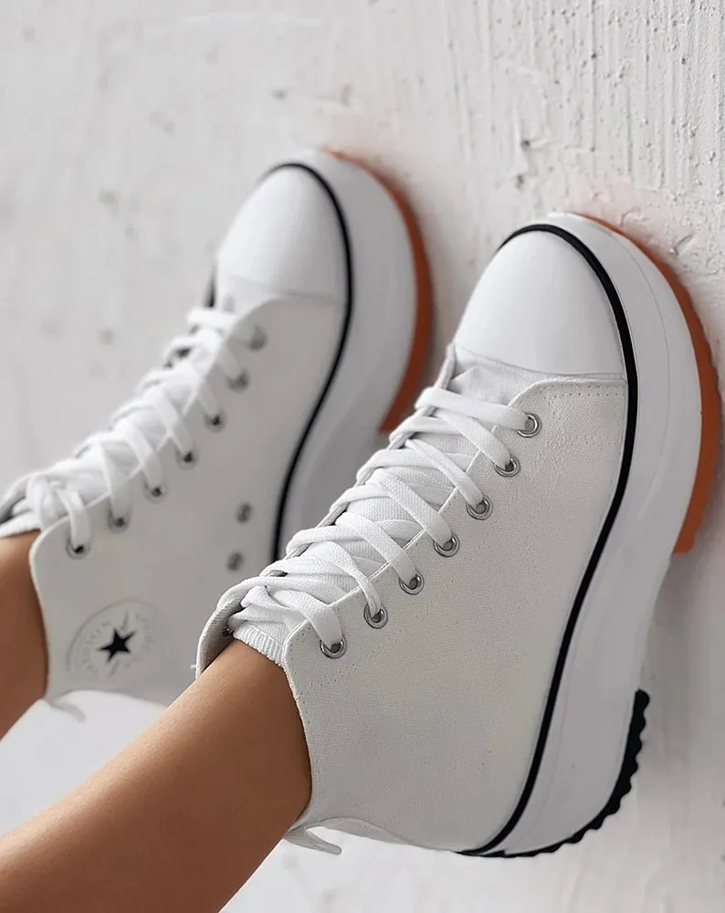 High-top Canvas Platform Sneakers