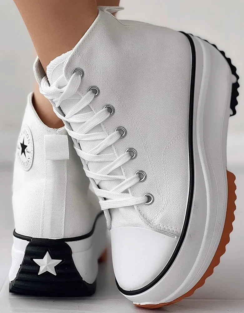 High-top Canvas Platform Sneakers