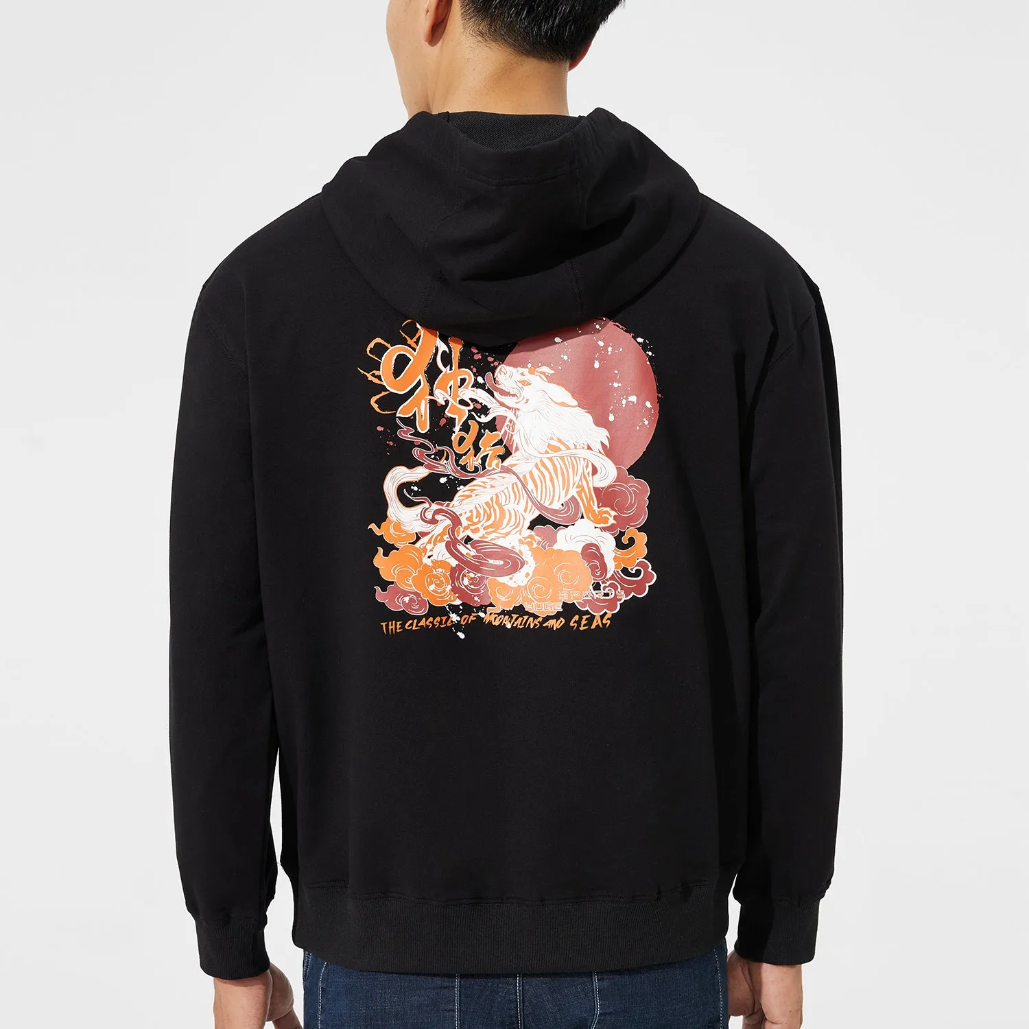 HUGE SPORTS Classic Revival Black Hoodie - Mountains & Seas Series