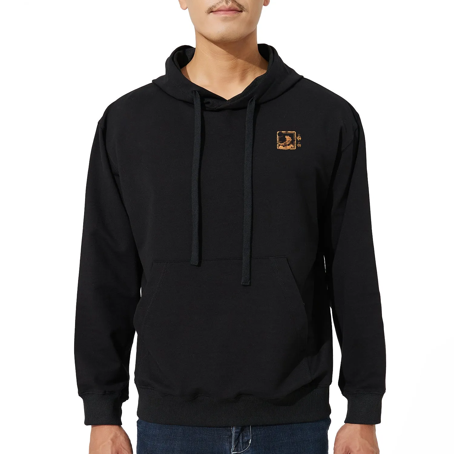 HUGE SPORTS Classic Revival Black Hoodie - Mountains & Seas Series