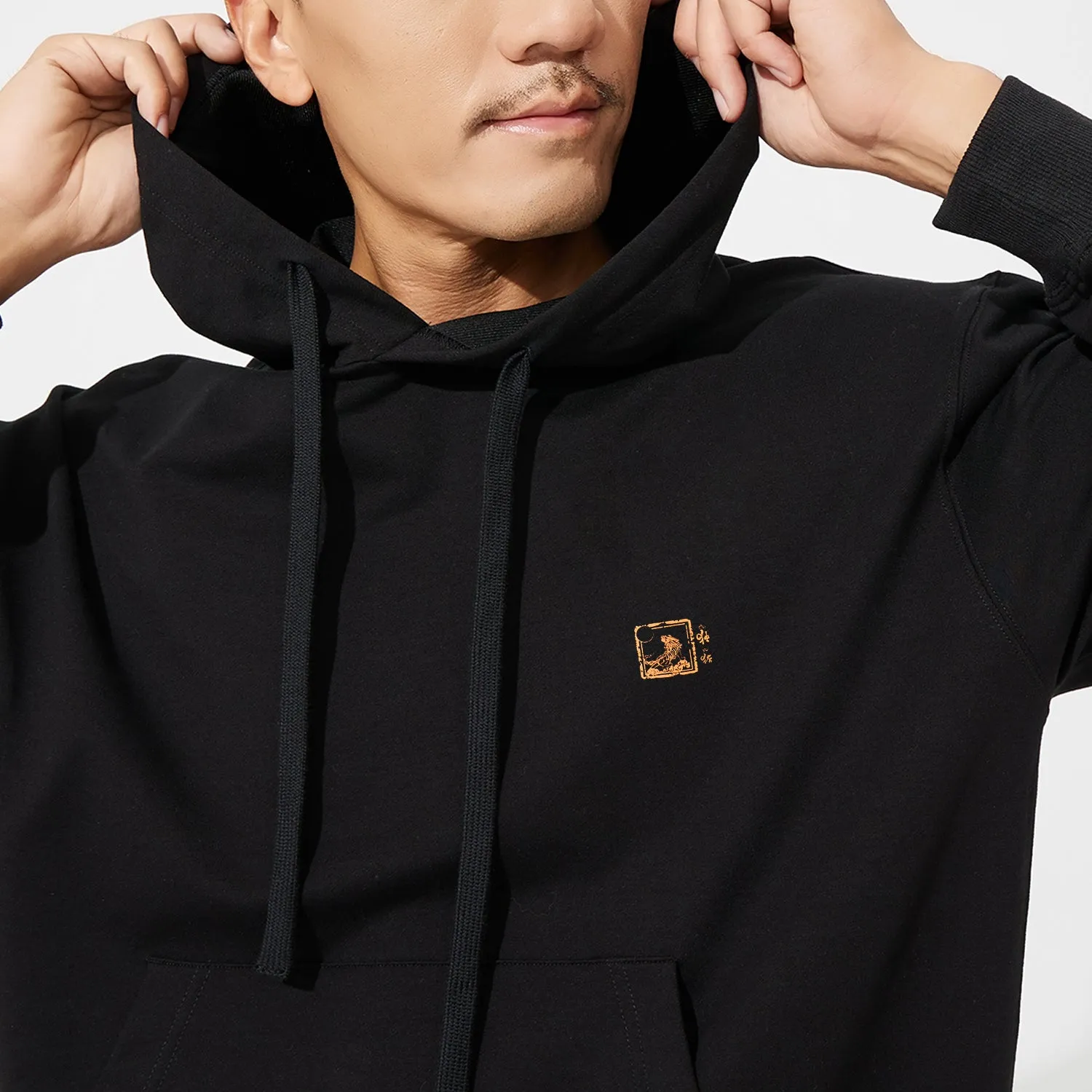 HUGE SPORTS Classic Revival Black Hoodie - Mountains & Seas Series