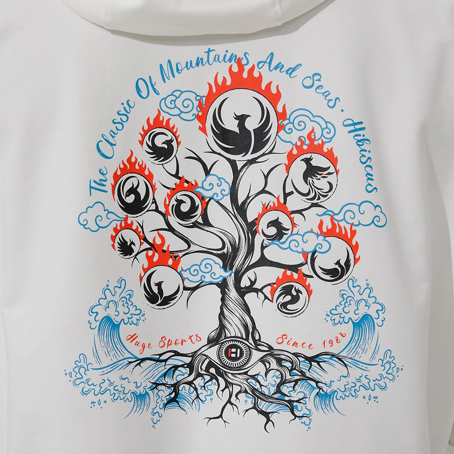 HUGE SPORTS Classic Revival White Hoodie - Mountains & Seas Series