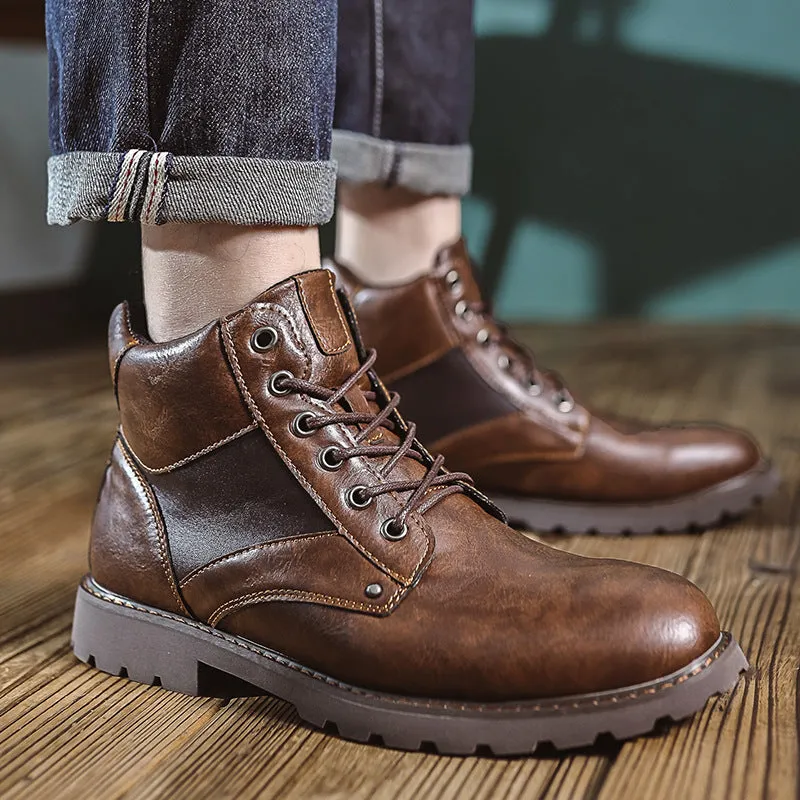 INSTOCK-Cross-border large size men's leather boots