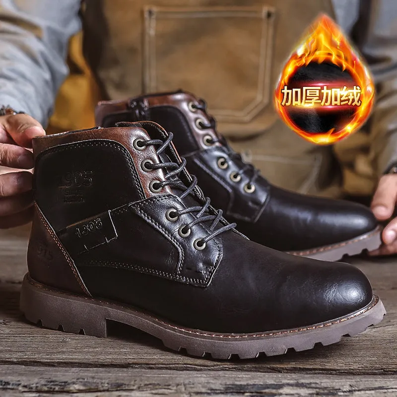 INSTOCK-Cross-border large size men's leather boots