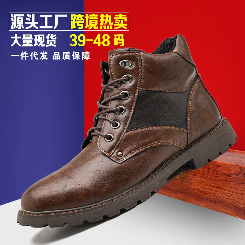 INSTOCK-Cross-border large size men's leather boots