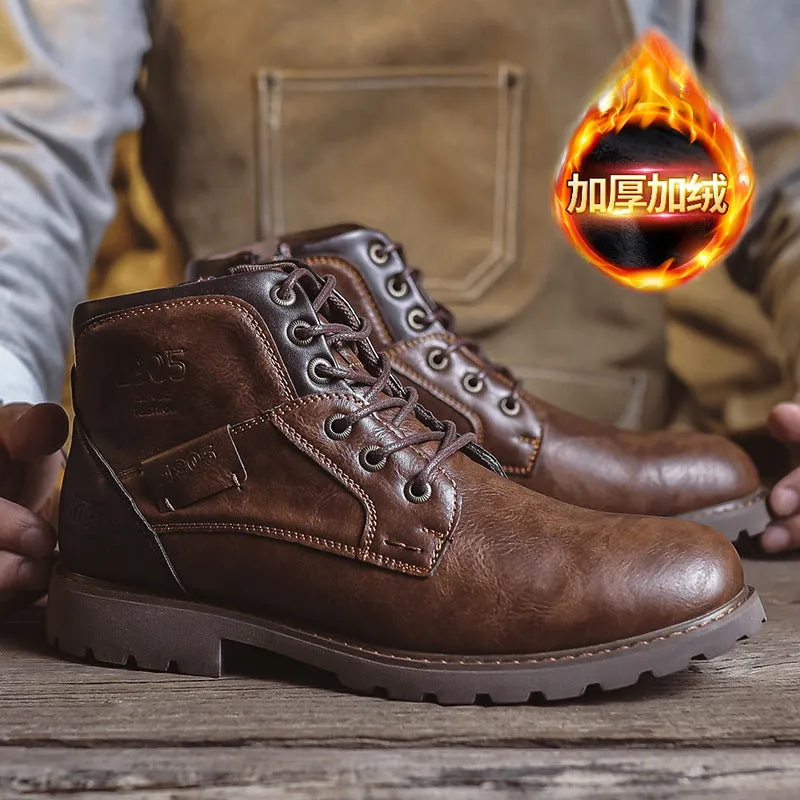 INSTOCK-Cross-border large size men's leather boots