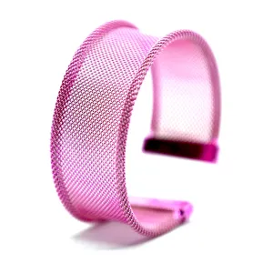 Iris: Pink Mesh Opened Bracelet