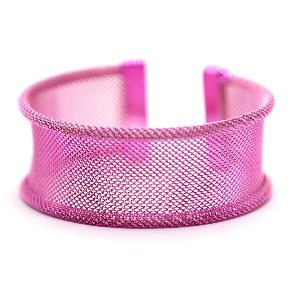 Iris: Pink Mesh Opened Bracelet