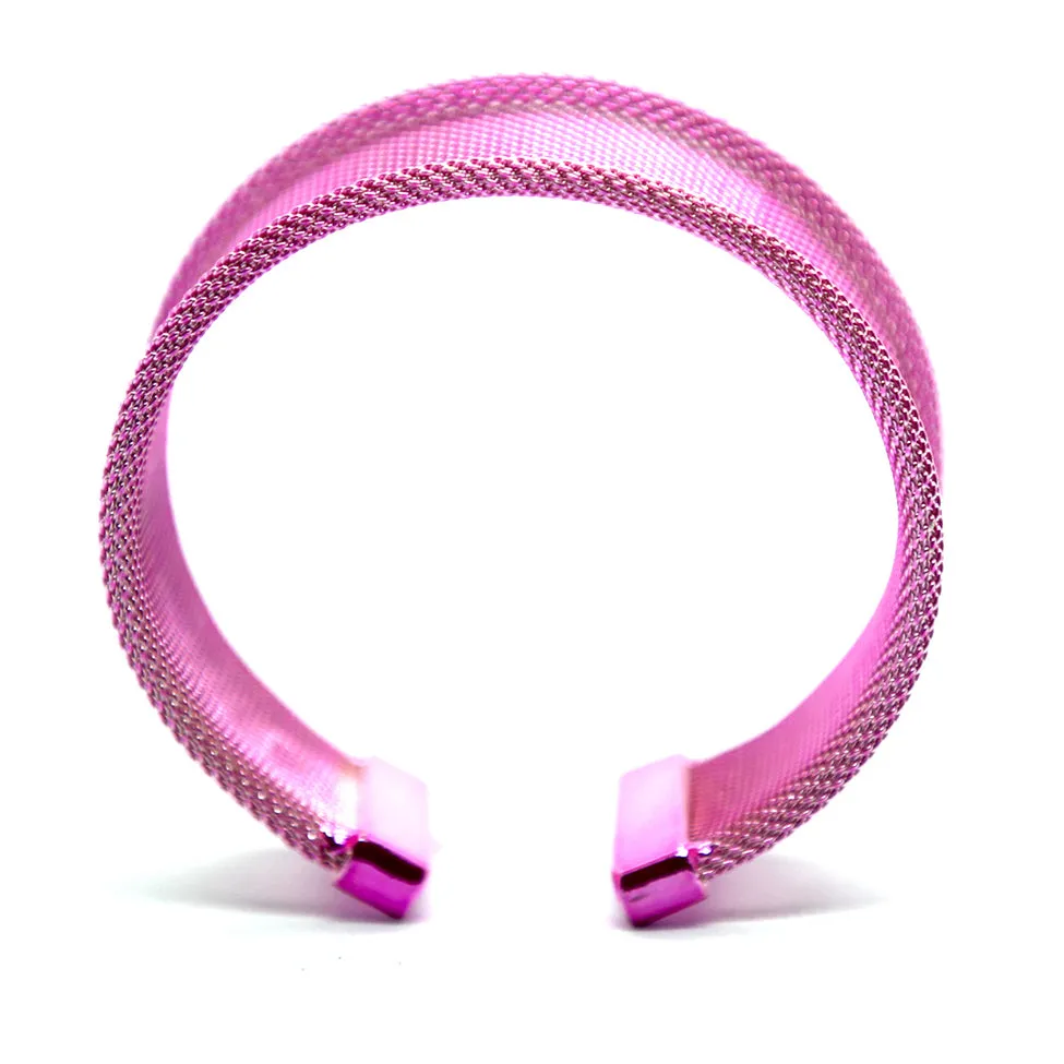 Iris: Pink Mesh Opened Bracelet