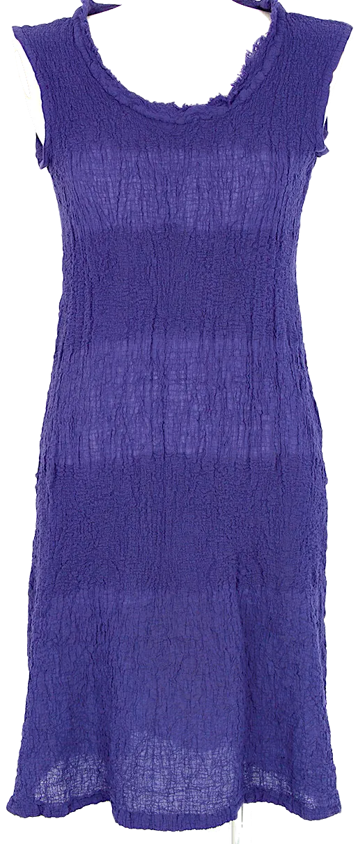 ISSEY MIYAKE Japan. "me" Eggplant Color Cauliflower Striped Dress