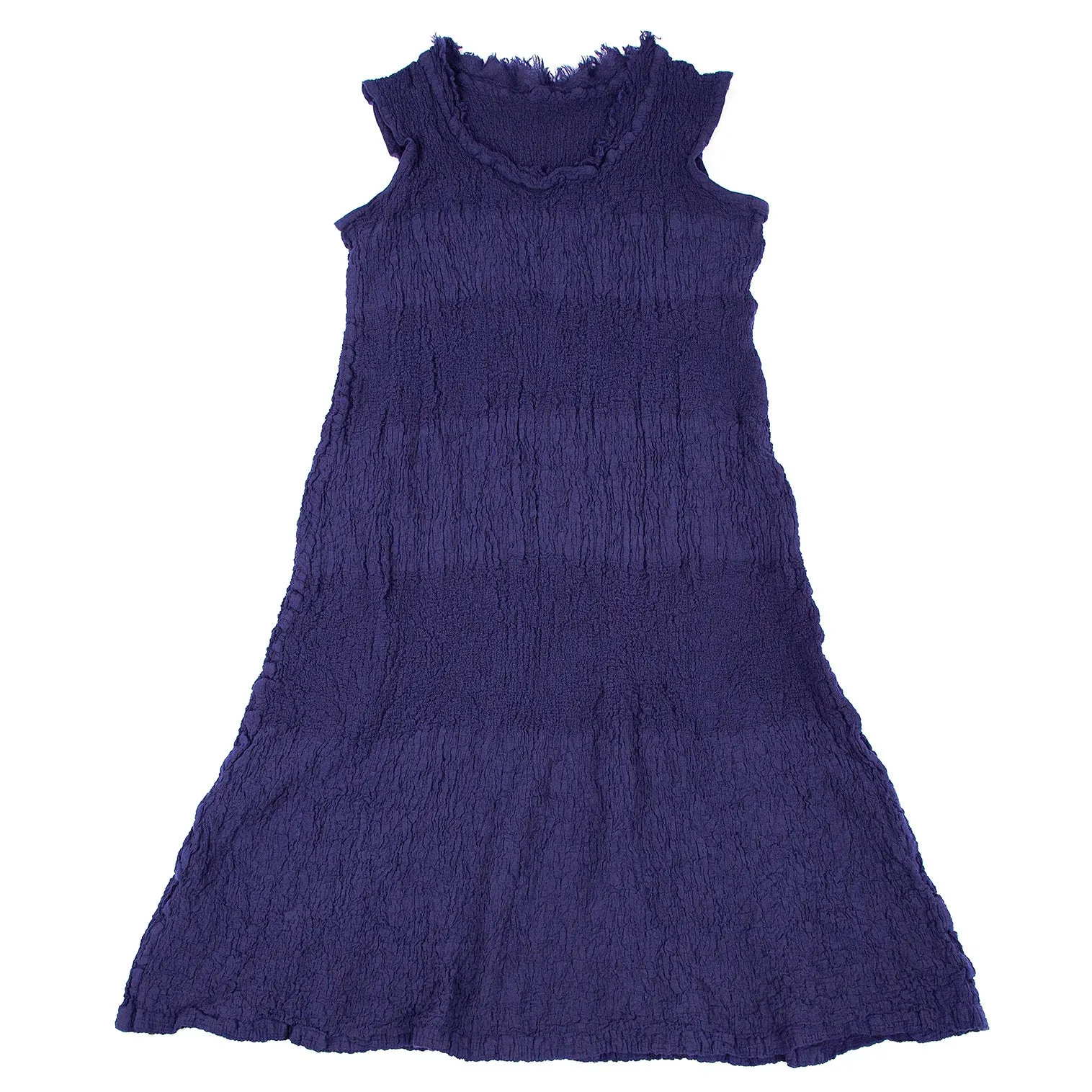 ISSEY MIYAKE Japan. "me" Eggplant Color Cauliflower Striped Dress
