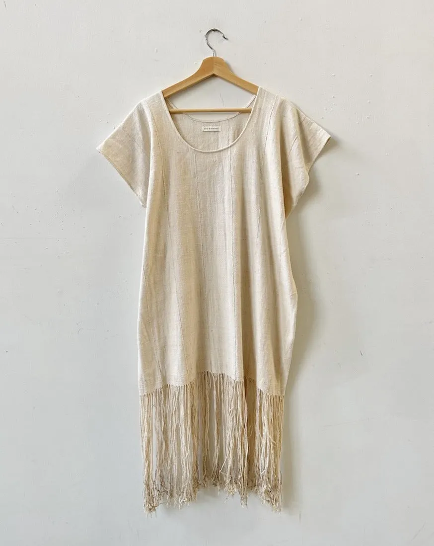Ivory Tassel Scoop Neck Dress