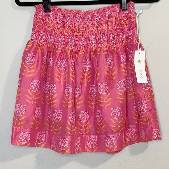 J. Marie Maeve Pink Floral Printed Smocked Waist Skort
