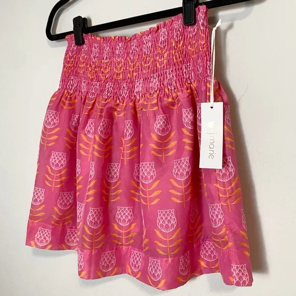 J. Marie Maeve Pink Floral Printed Smocked Waist Skort