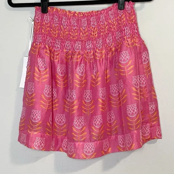 J. Marie Maeve Pink Floral Printed Smocked Waist Skort