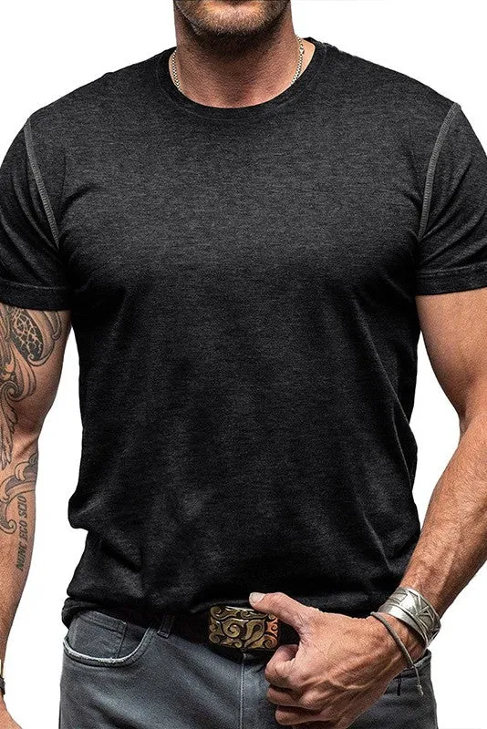 Jake Round Neck Henley - Black
