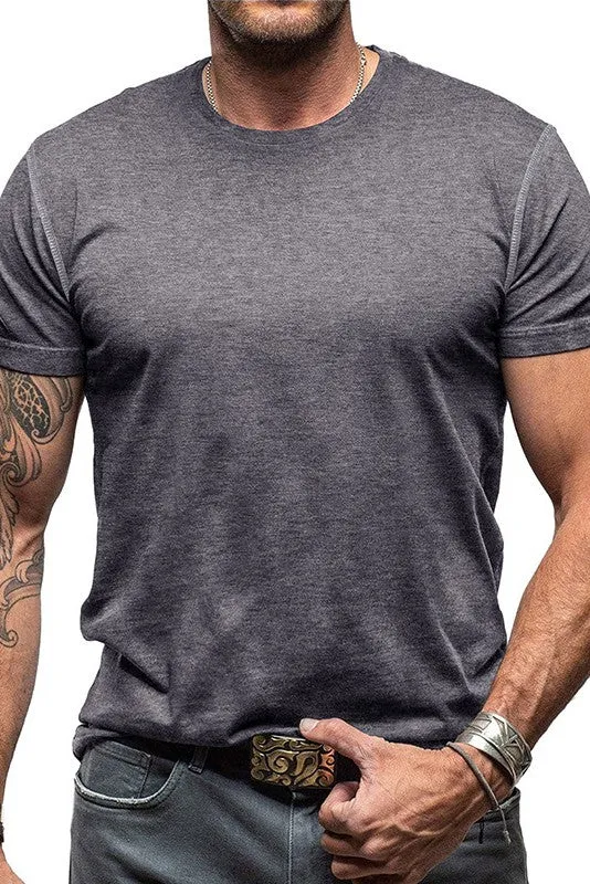 Jake Round Neck Henley - Dark Grey