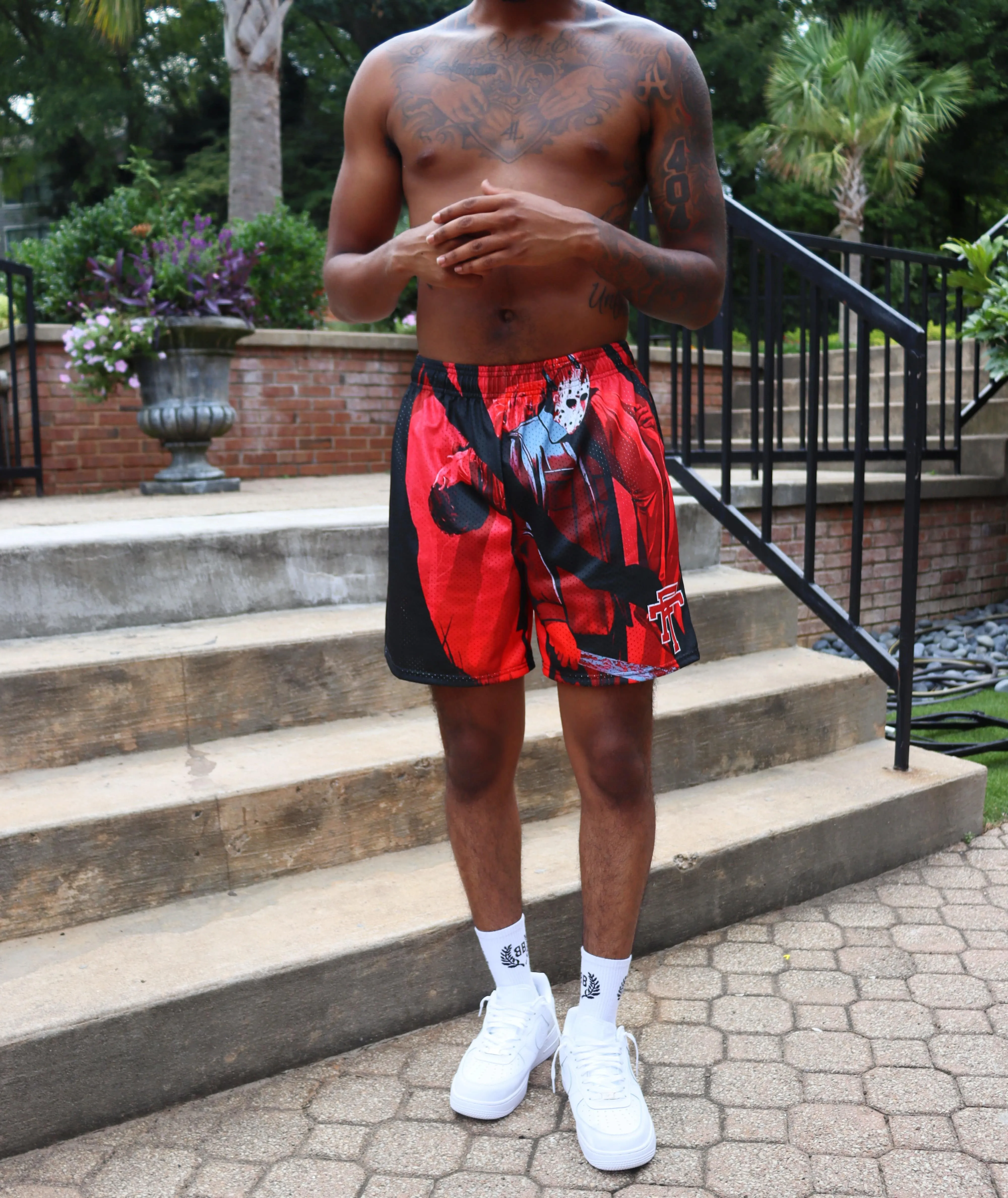 JASON MESH BASKETBALL TRUNK DRAWSTRING SHORTS RED