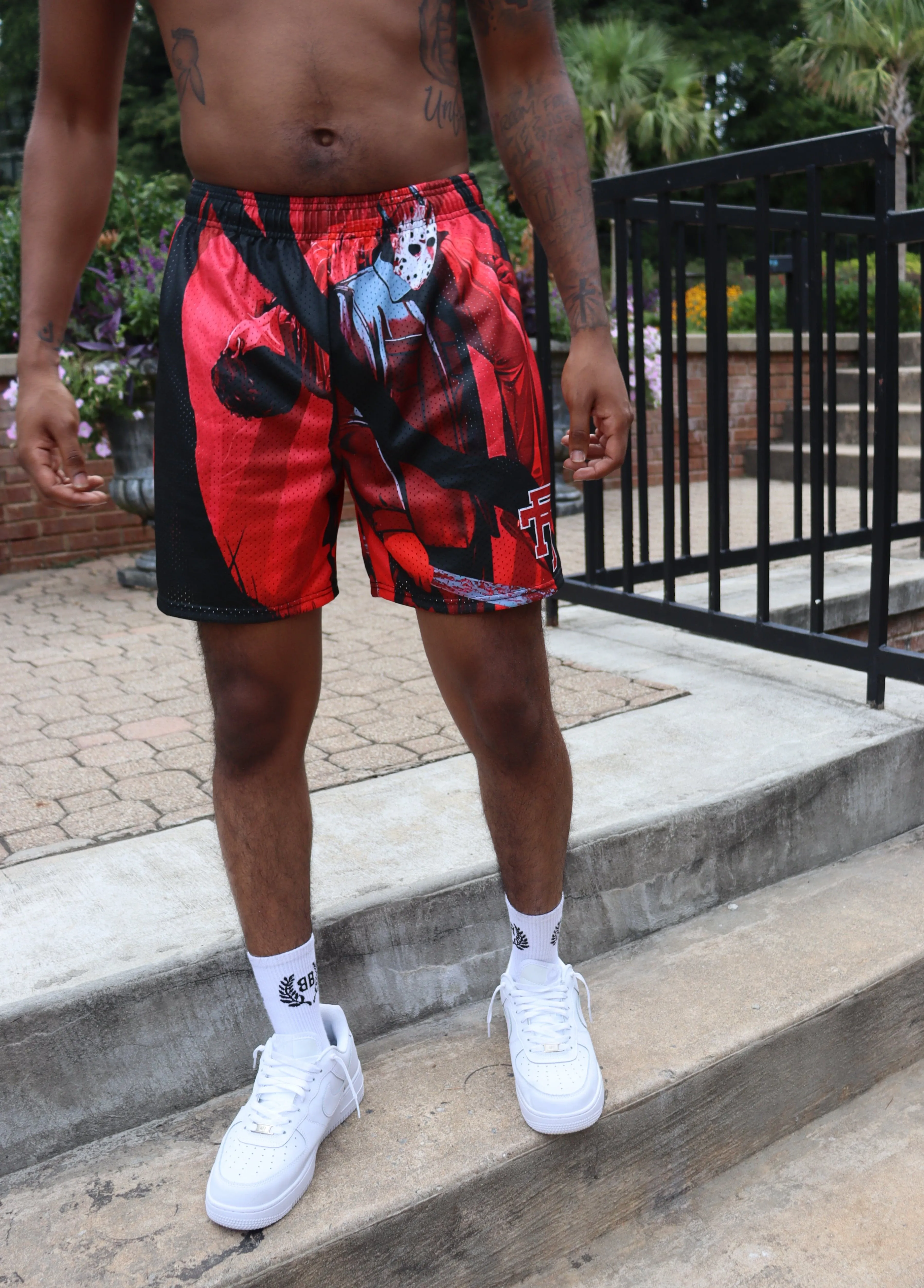 JASON MESH BASKETBALL TRUNK DRAWSTRING SHORTS RED