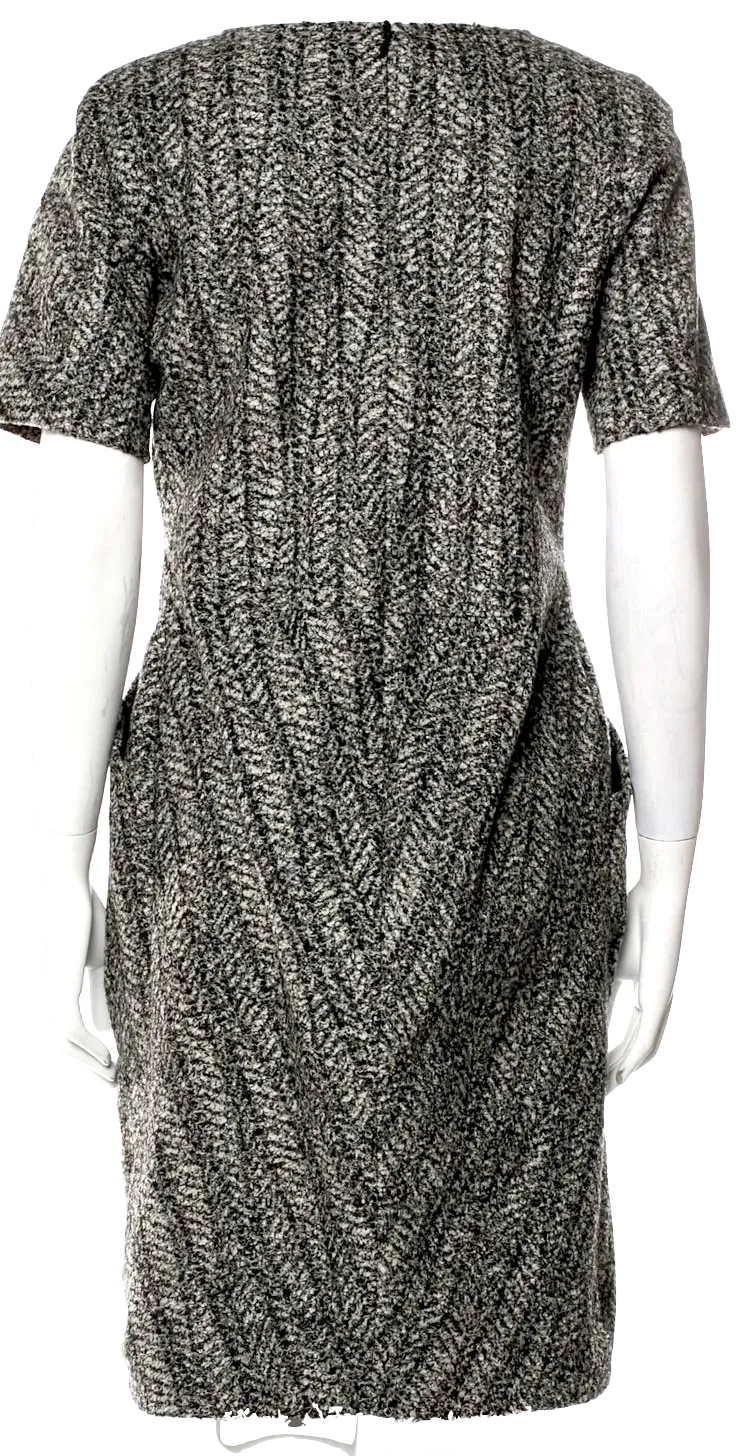 Jil Sander. Grey Printed Wool Blend Dress