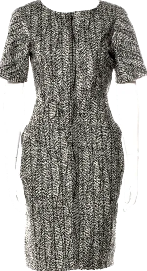 Jil Sander. Grey Printed Wool Blend Dress