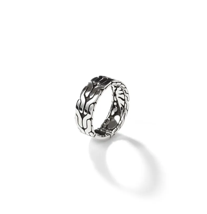 John Hardy Men's Classic Chain Sterling Silver 8mm Band Ring