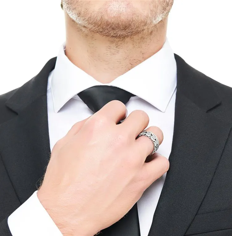 John Hardy Men's Classic Chain Sterling Silver 8mm Band Ring