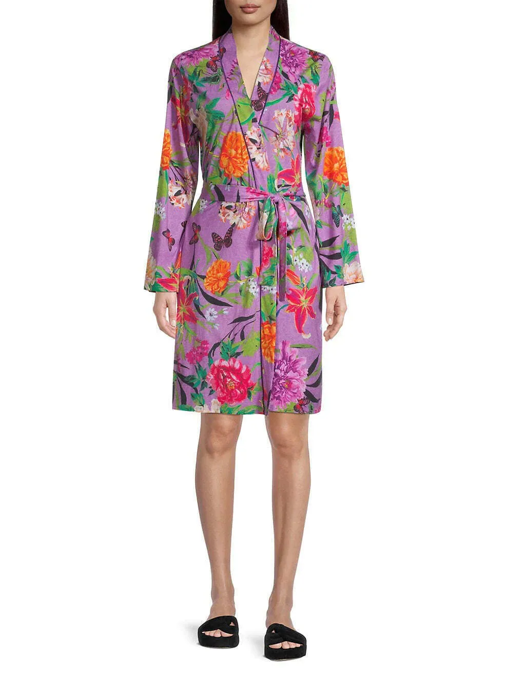 Johnny Was Goza Floral Cap Sleeve Sleep Dress Flower Butterfly Home Pink Large NEW