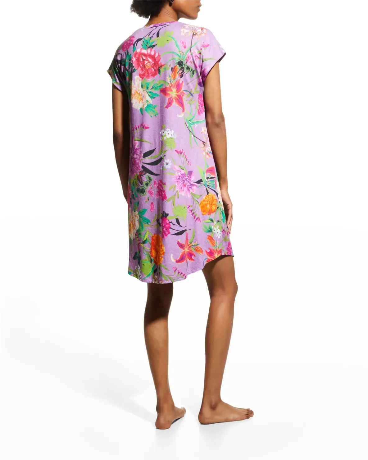 Johnny Was Goza Floral Cap Sleeve Sleep Dress Flower Butterfly Home Pink Large NEW