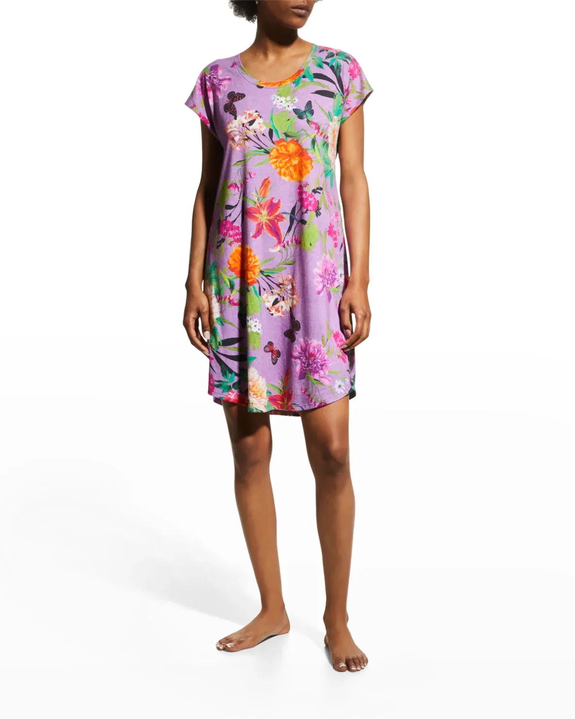 Johnny Was Goza Floral Cap Sleeve Sleep Dress Flower Butterfly Home Pink Large NEW