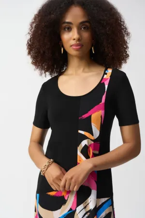 Joseph Ribkoff Silky Knit Abstract Print Trapeze Dress