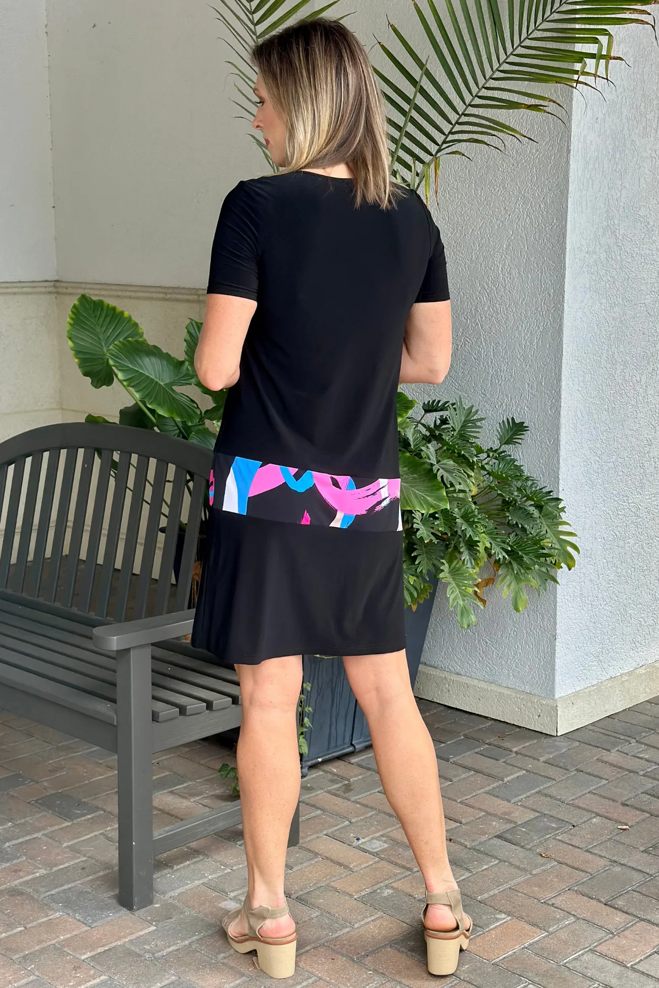 Joseph Ribkoff Silky Knit Abstract Print Trapeze Dress