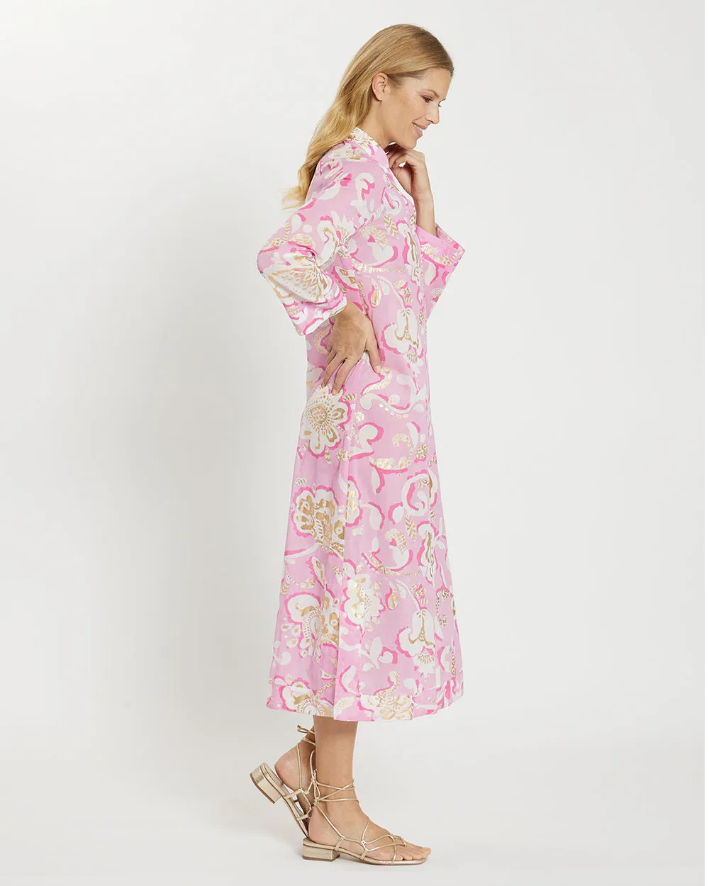Jude Connally - Lyra Dress - Grand Floral Pink Gold