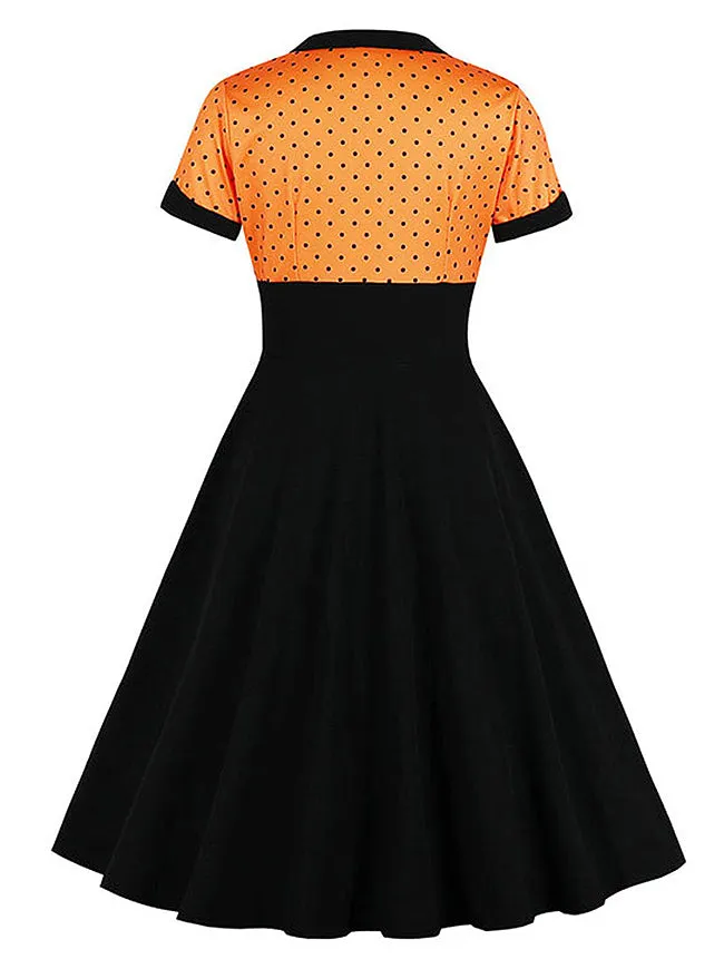 Killreal Womens Vintage Style 1950s Retro Polka Dot High Waist Swing Cocktail Dress