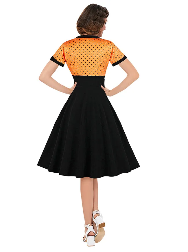 Killreal Womens Vintage Style 1950s Retro Polka Dot High Waist Swing Cocktail Dress