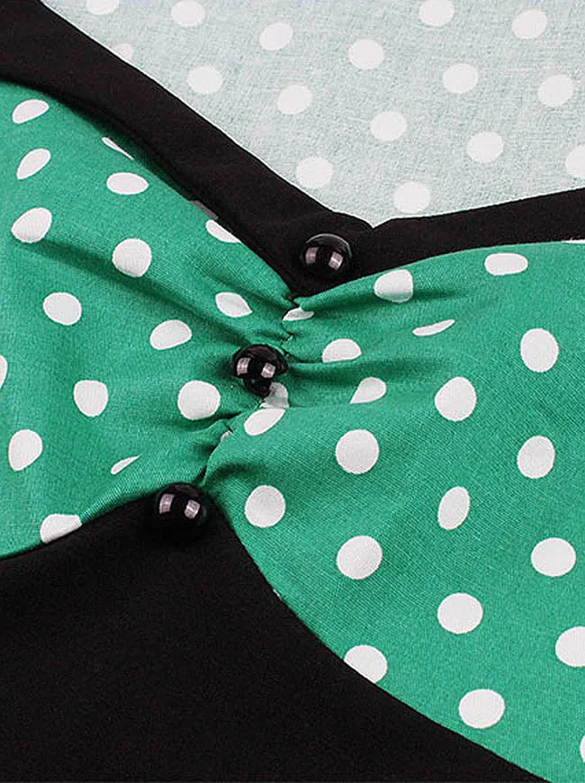 Killreal Womens Vintage Style 1950s Retro Polka Dot High Waist Swing Cocktail Dress