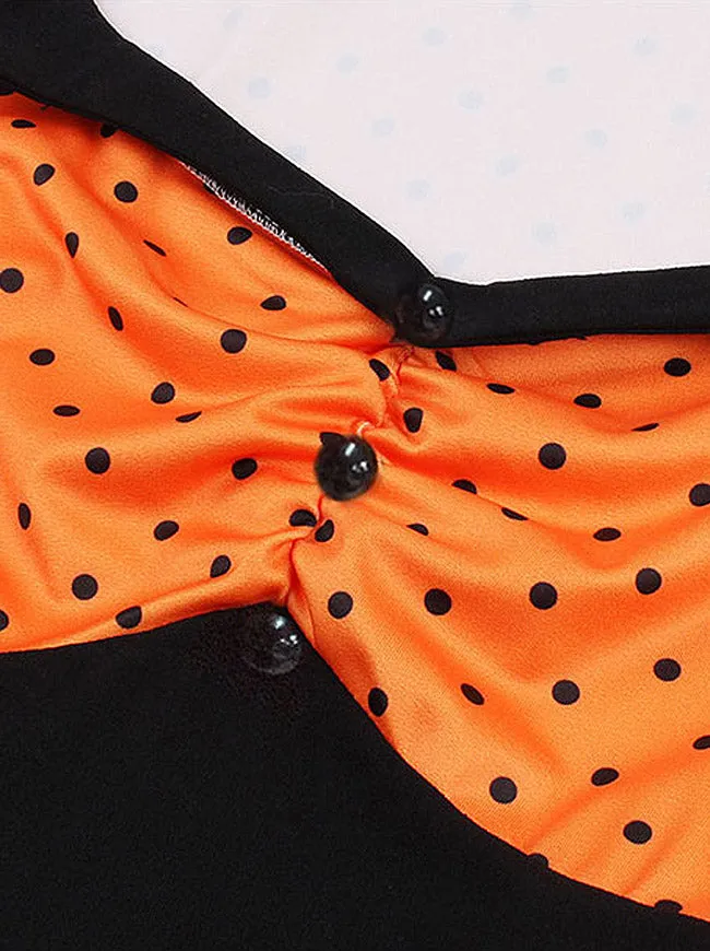 Killreal Womens Vintage Style 1950s Retro Polka Dot High Waist Swing Cocktail Dress