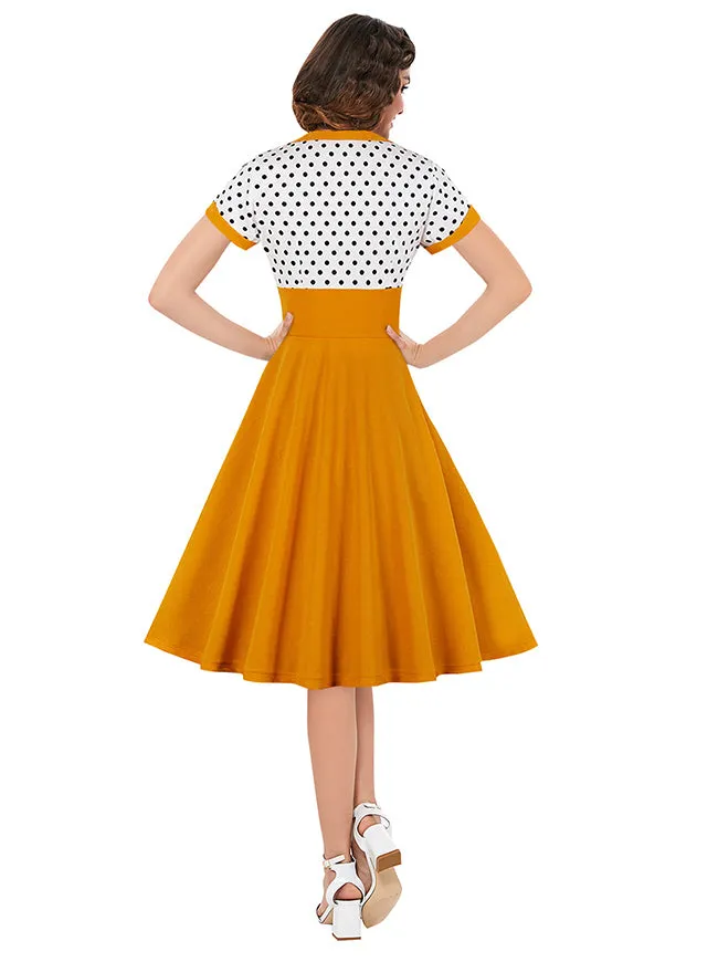 Killreal Womens Vintage Style 1950s Retro Polka Dot High Waist Swing Cocktail Dress