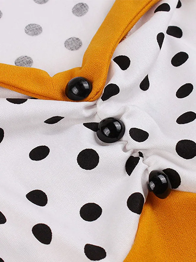 Killreal Womens Vintage Style 1950s Retro Polka Dot High Waist Swing Cocktail Dress