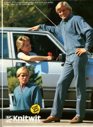 Knitwit 9400 Mens Casual Pants Pullover Top & Zip Front Jacket 1980s Vintage Sewing Pattern Size 34 - 46 UNCUT Factory Folded