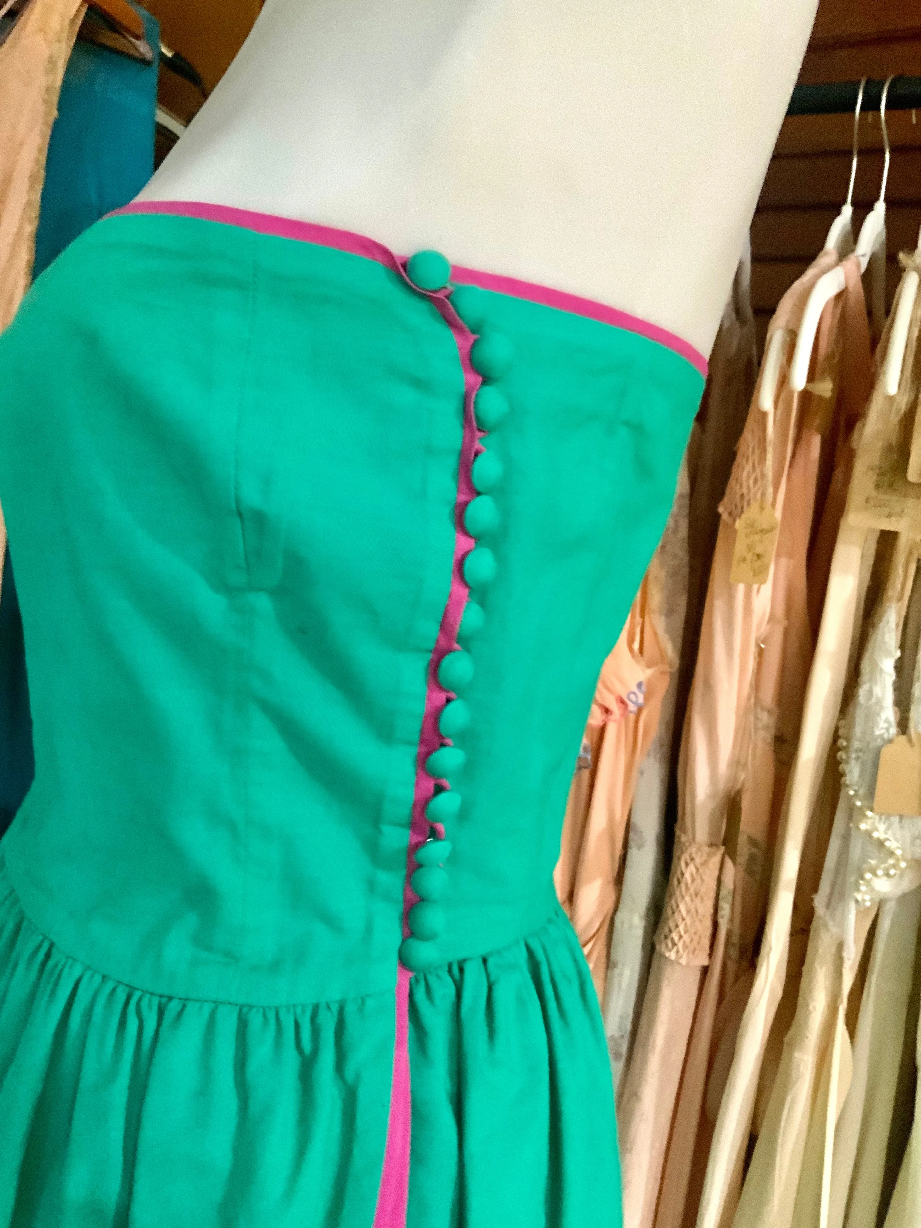 Lanvin Strapless Cotton Dress - 80s