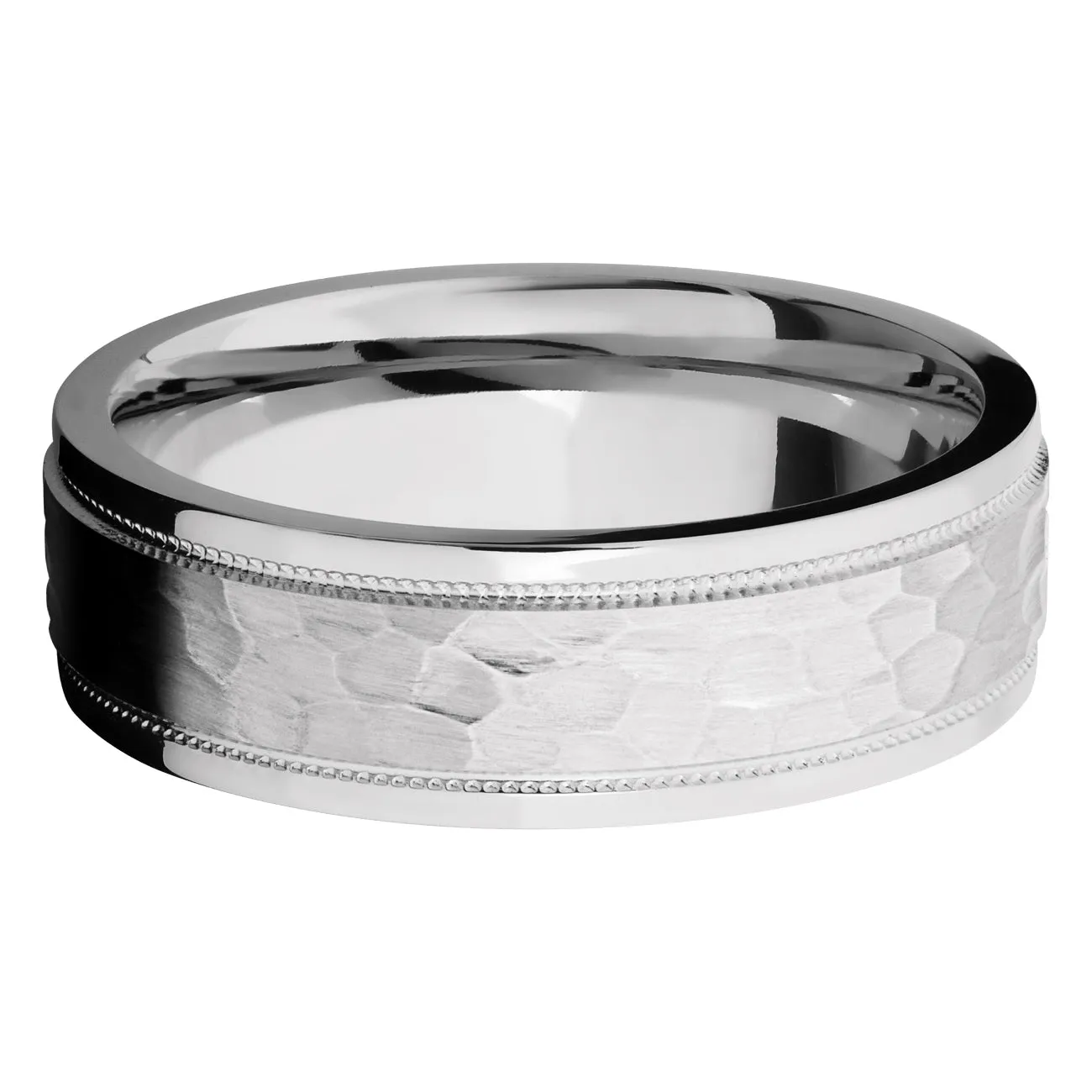 Lashbrook 7MM Cobalt Chrome Wedding Band with a Hammer Finish Center