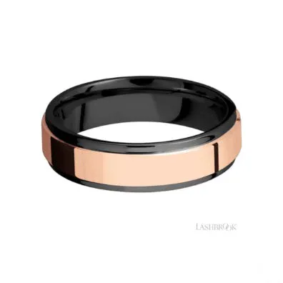 Lashbrook Designs Zirconium & 14K Rose Gold Wedding Band