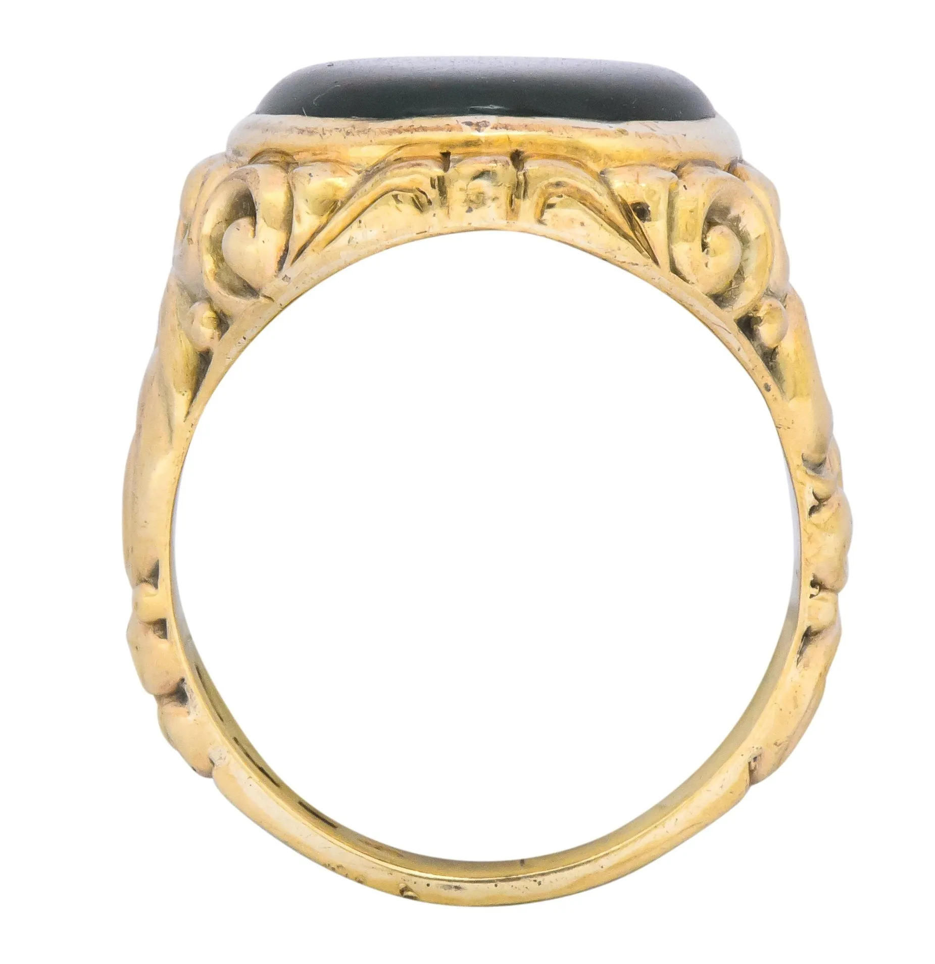 Late Victorian German Bloodstone 8 Karat Gold Unisex Ring Circa 1890